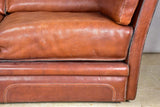 Roche Bobois brown leather two-seat sofa - 1970's / 80's 59"