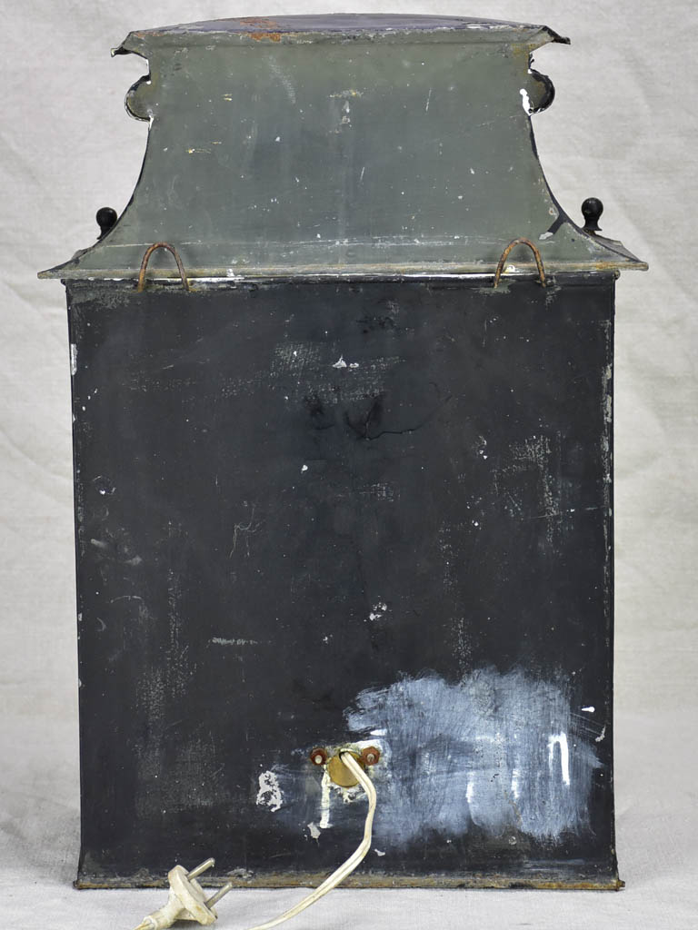 Broad 19th Century French wall sconce lantern with black patina 19¾"