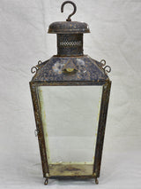 19th Century French lantern with black patina with pretty chimney top 22"