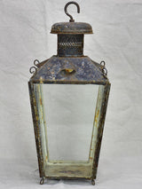 19th Century French lantern with black patina with pretty chimney top 22"