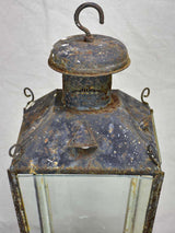 19th Century French lantern with black patina with pretty chimney top 22"