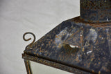 19th Century French lantern with black patina with pretty chimney top 22"