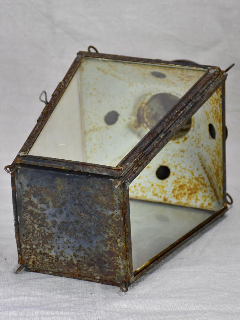 19th Century French lantern with black patina with pretty chimney top 22"