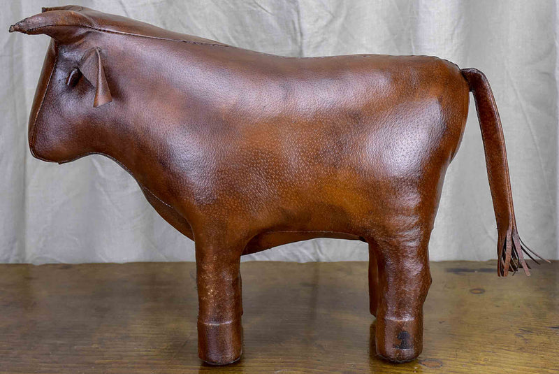 Antique leather bull footrest - Valenti