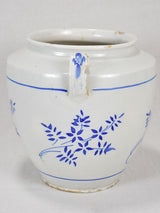 Late 19th-century preserving pot - white with blue flowers 10¾"