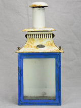 19th Century French wall lantern with tall chimney - blue and white 20½"