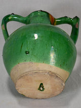 19th-century French water pitcher cruche orjol with green glaze