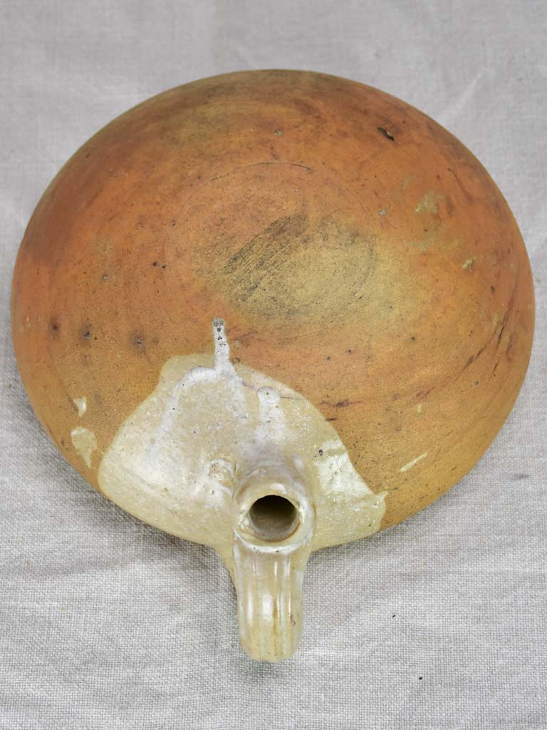 Antique French terracotta bed warmer, ceramic hot water bottle Chez Pluie