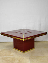 Pair of superb Burgundy red coffee tables - lacquer and brass 31"