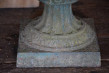 Pair of antique Medici urns with dark green patina