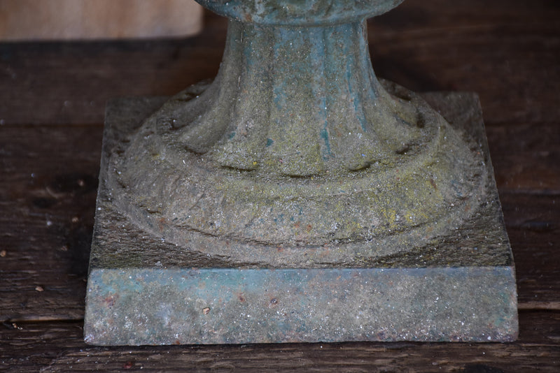 Pair of antique Medici urns with dark green patina