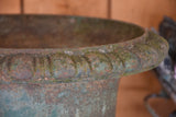 Pair of antique Medici urns with dark green patina