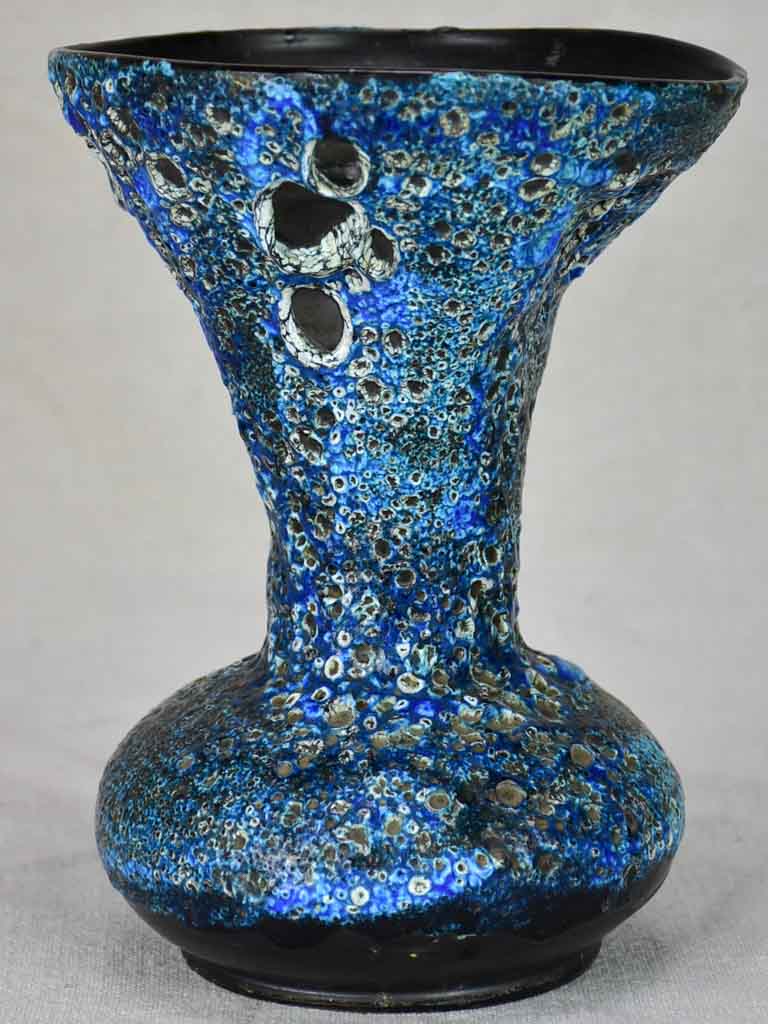 Modern vase - blue, black and white bubbles 8¼"