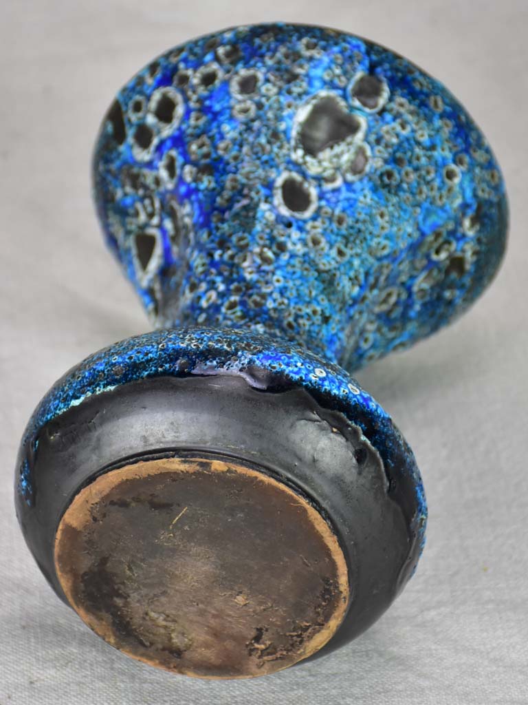 Modern vase - blue, black and white bubbles 8¼"