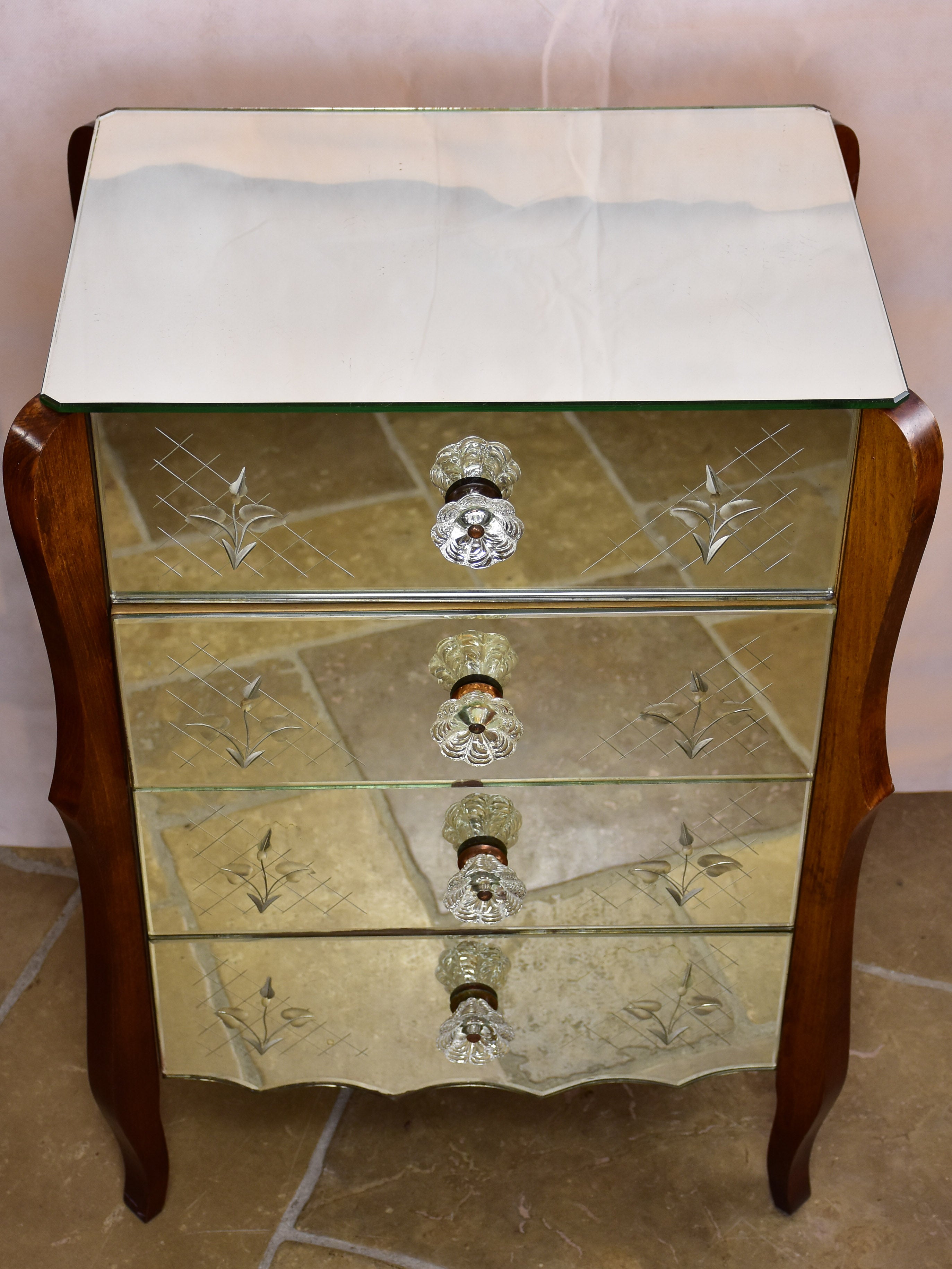 Small vintage mirrored commode