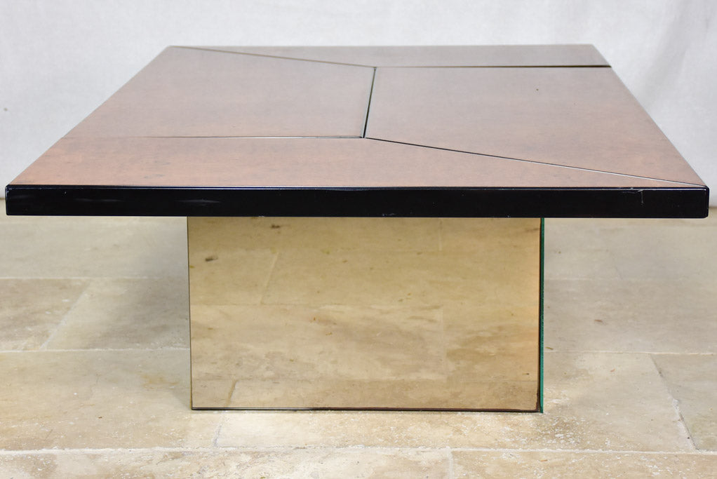 Superb elm wood coffee table with hidden bar attributed to Paul Michel 1980 31" x 49¼"