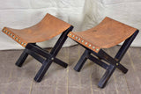 Pair of French leather stools - 1950's