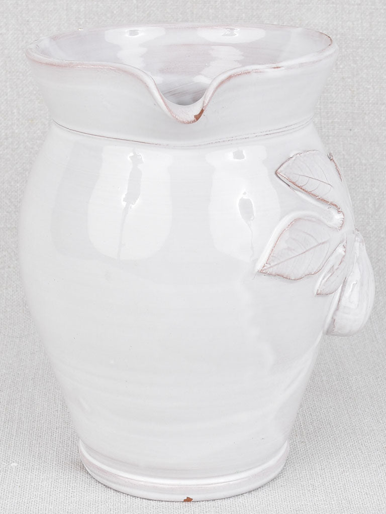 Unique artisan-made terracotta fig motif pitcher