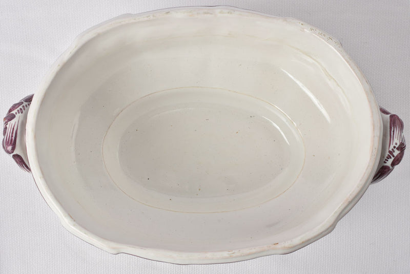 White Ceramic Tureen with Relief