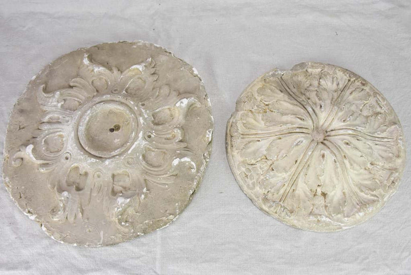 Two salvaged antique French plaster molds - round 18"