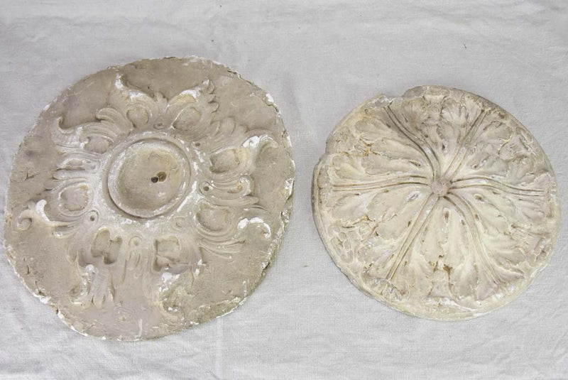Two salvaged antique French plaster molds - round 18"