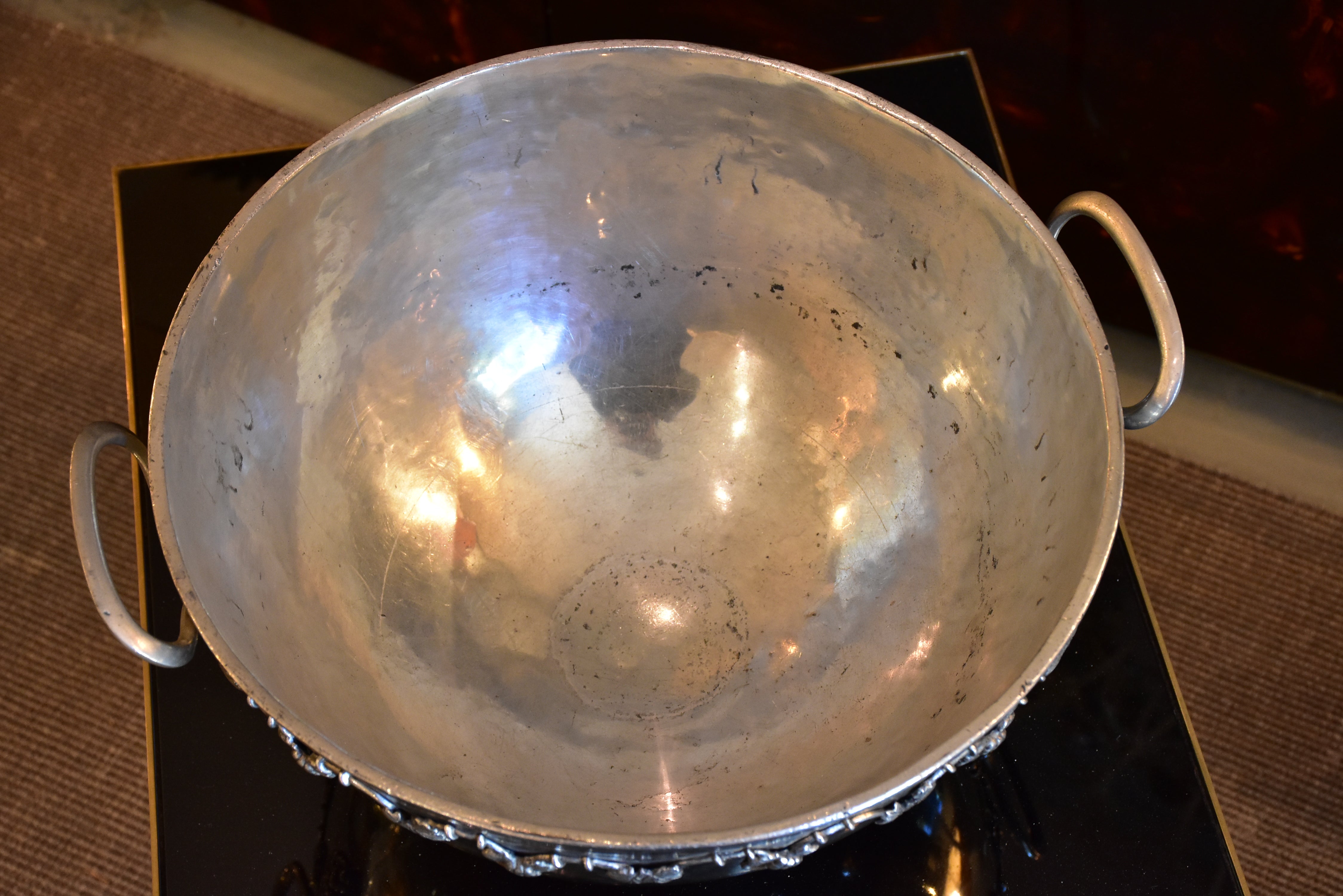 Vintage French champagne bucket with grape motifs