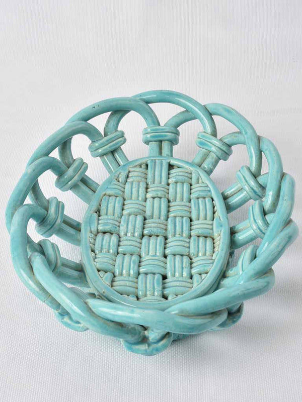 Vintage ceramic fruit bowl turquoise 14½"