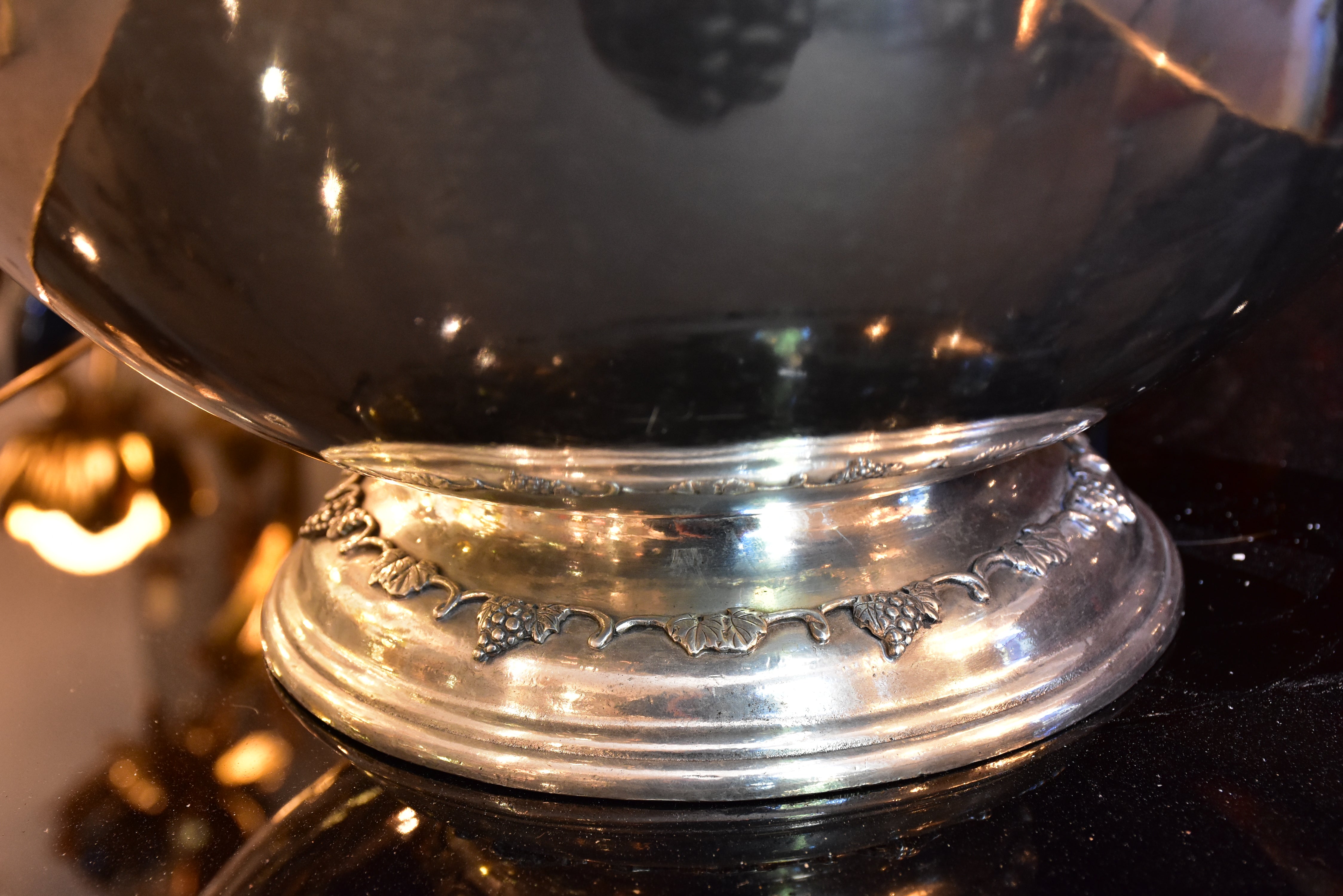 Vintage French champagne bucket with grape motifs