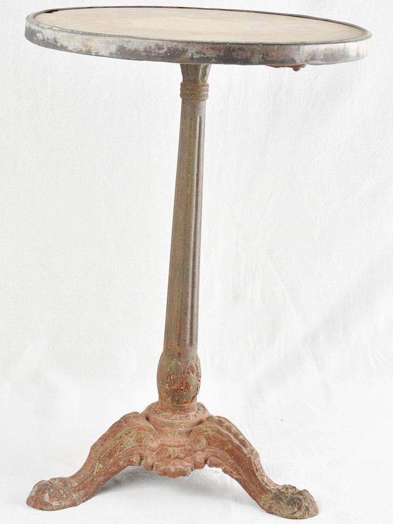 Antique bistro table with marble top & cast iron base