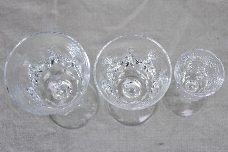 Rare set of thirty 1950s French crystal Baccarat wine and liqueur glasses