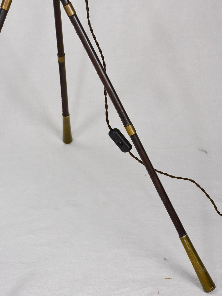 1970's golf club floor lamp - leather, brass, wood
