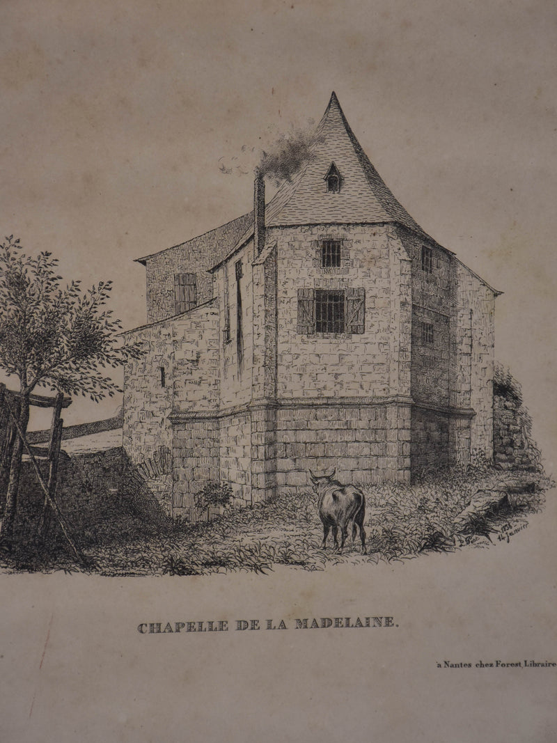 19th century French etching - Chapelle 9 ½'' x 12 ½''