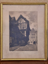 Collection of four antique French etchings - 11" x 9"