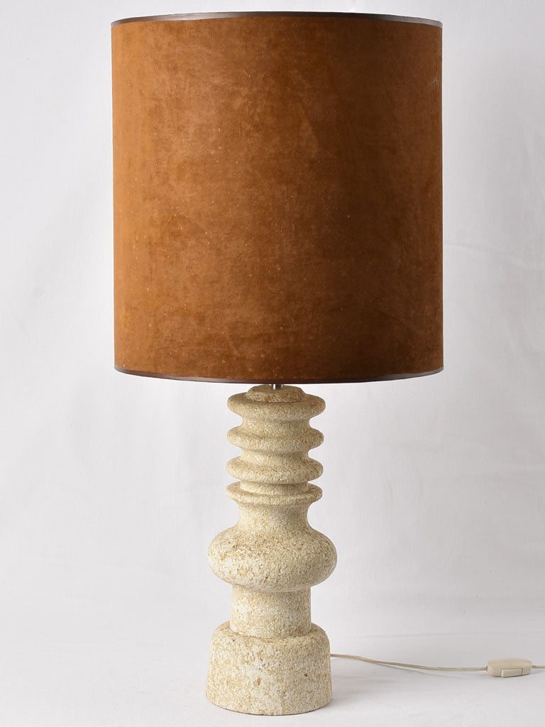 Vintage Burgundy stone base table lamp
