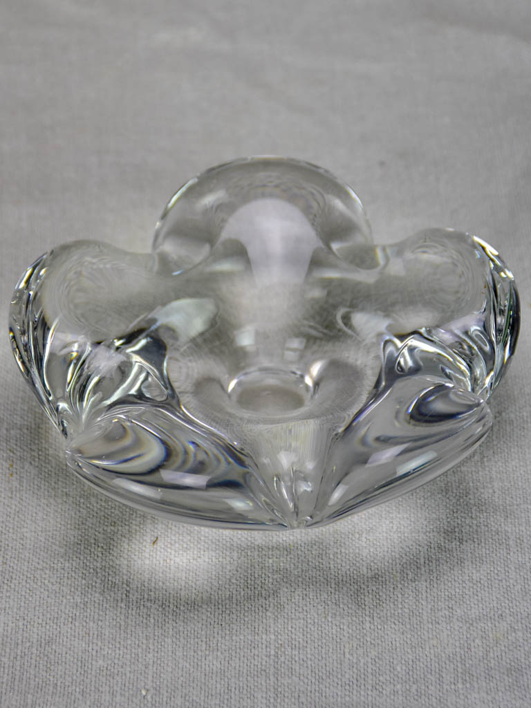 Mid century French Daume glass ashtray 6" flower