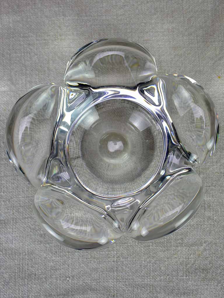 Mid century French Daume glass ashtray 6" flower