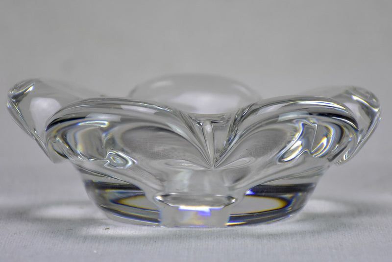 Mid century French Daume glass ashtray 6" flower