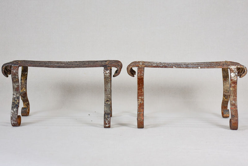 Pair of 19th-century French iron footstools