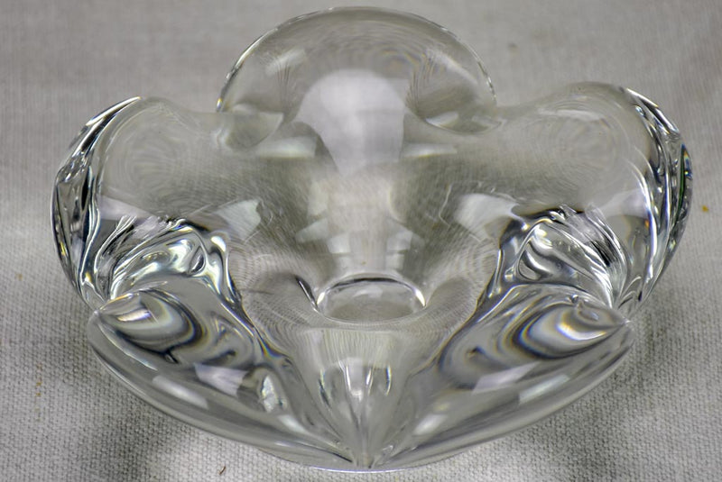Mid century French Daume glass ashtray 6" flower