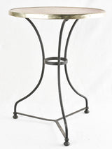 Antique French marble bistro table with wrought iron base