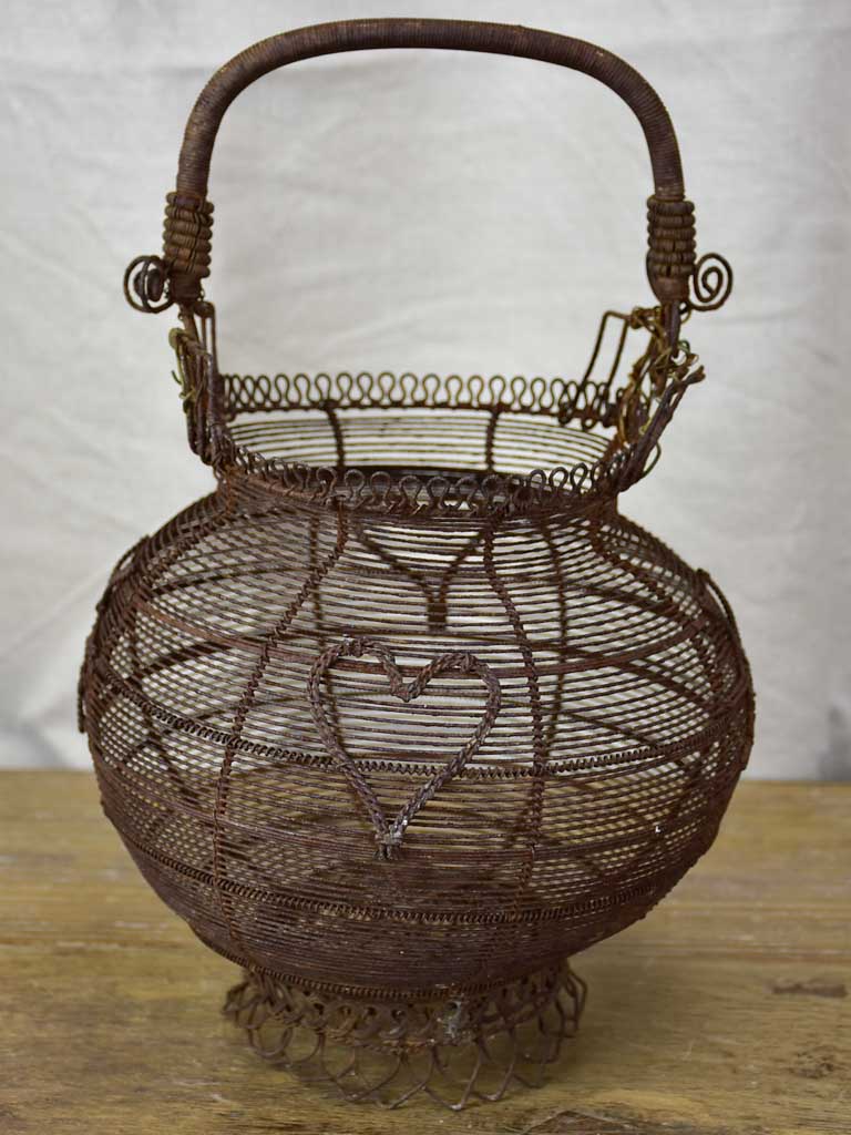 Antique French wire egg basket
