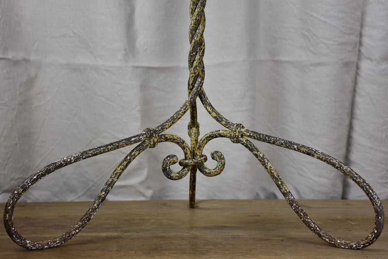 Antique French round garden table with twisted base