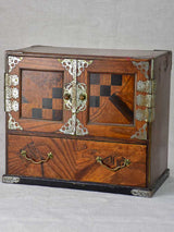 Antique French marquetry jewelry box with drawers