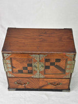 Antique French marquetry jewelry box with drawers