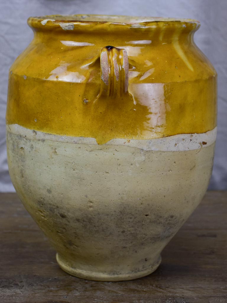 Large French confit pot with ochre glaze 11½"