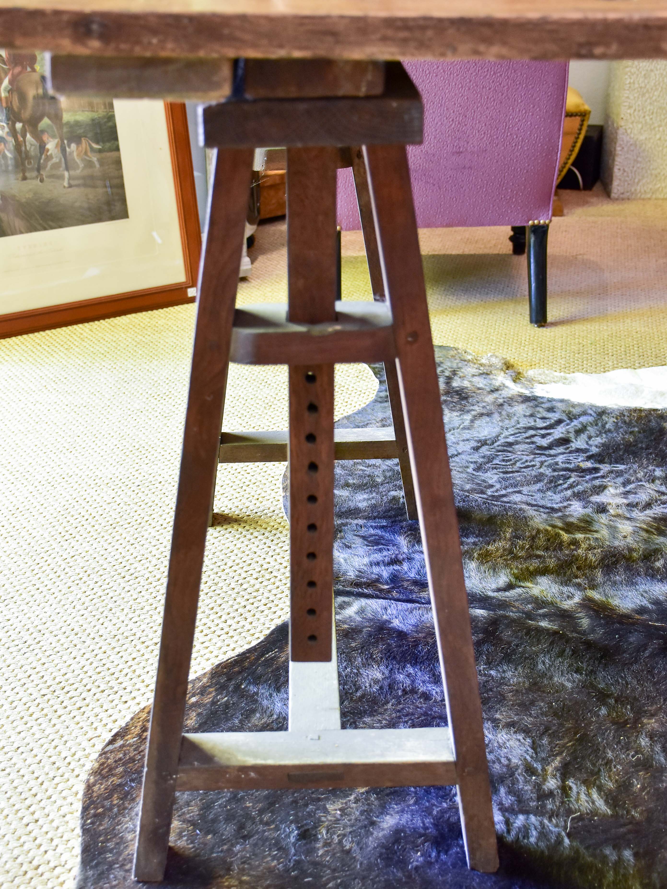Large French trestle table