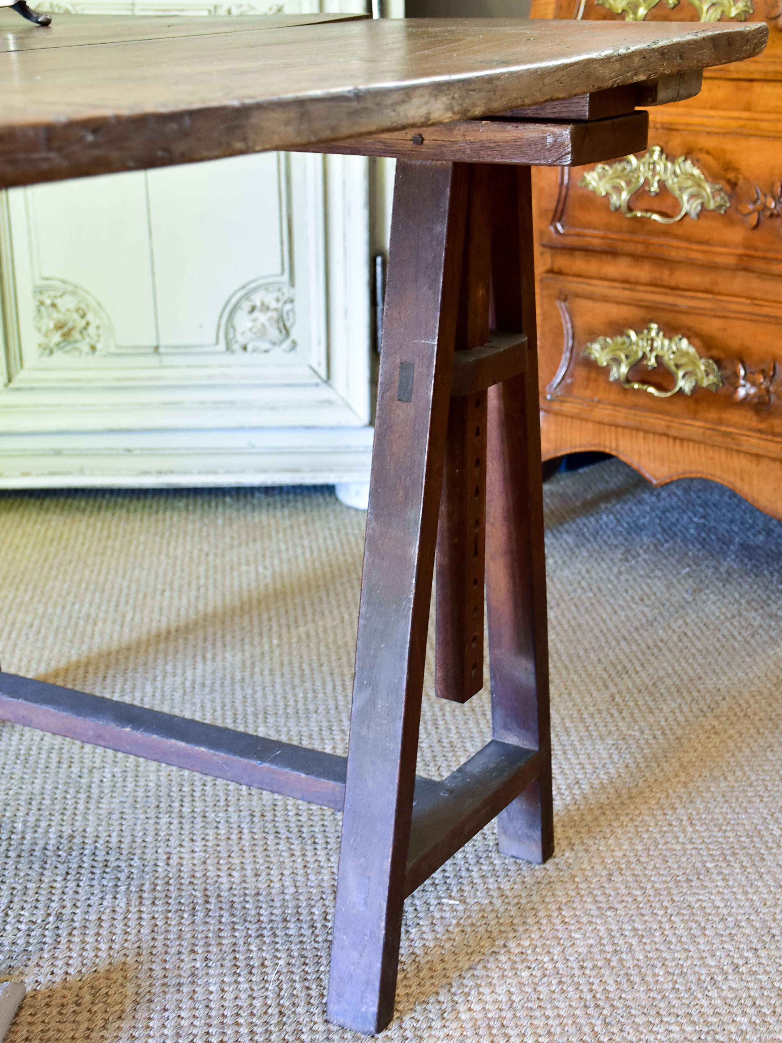 Large French trestle table