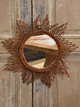French mid-century woven cane mirror