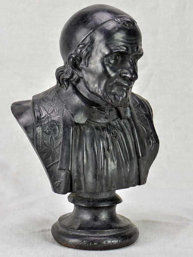 Antique French bust Saint Vincent de Paul - cast iron 12¼"