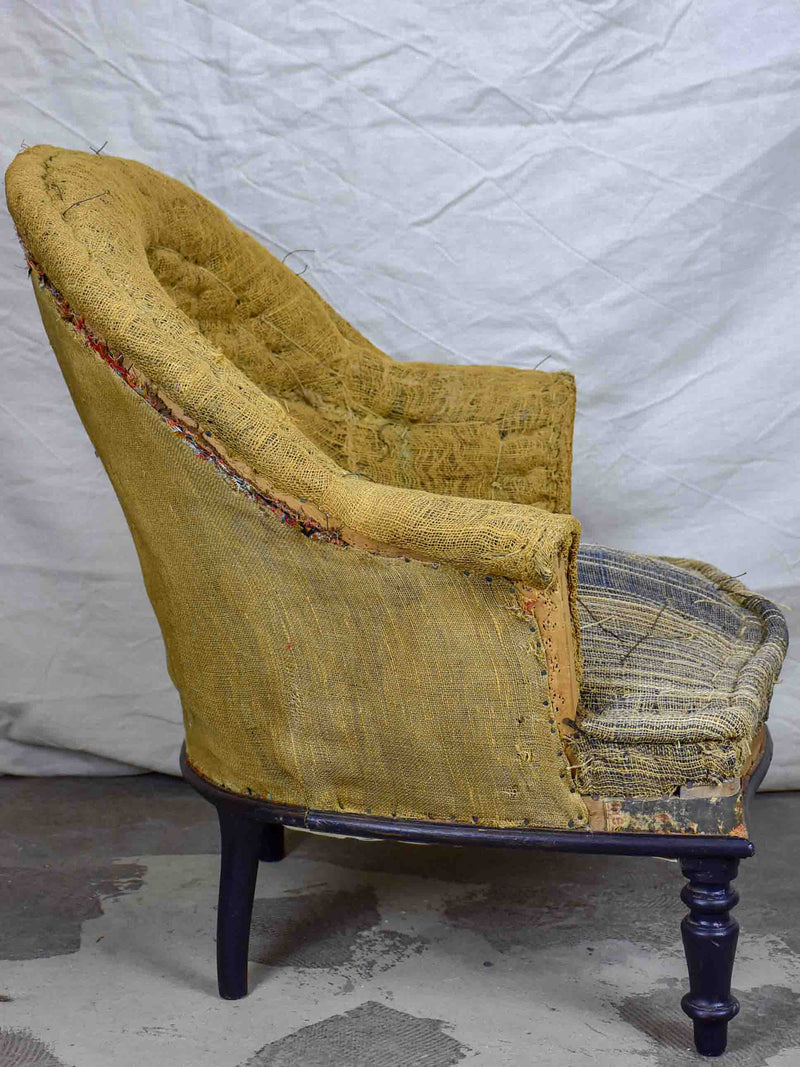 19th Century Napoleon III 'toad' armchair